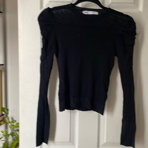 Open Knit Statement Shoulder Sweater